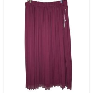 Spartina 449 Elvira Pleated Chiffon Skirt Crimson Plum Size XL NWT